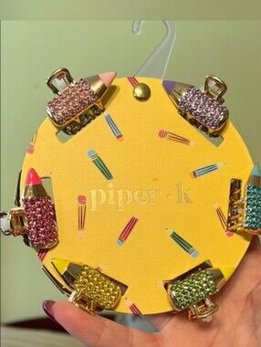 NWT Piper K Glitter Rhinestone Pencil Hair Clips 6 individual colors 6 pieces